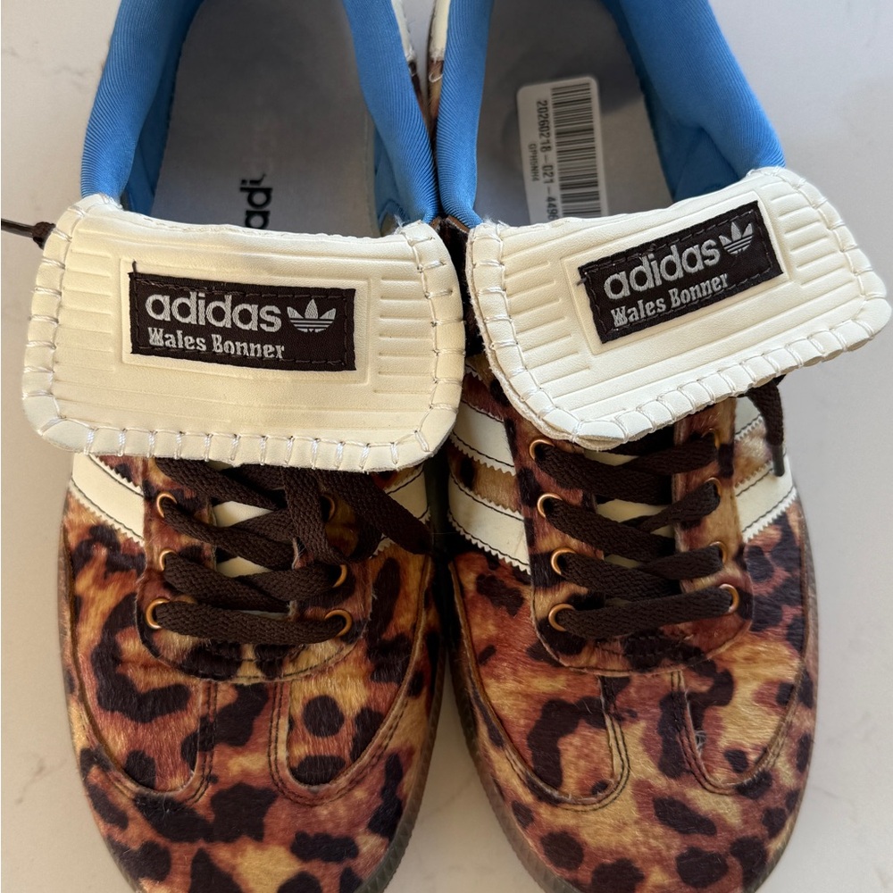 adidas wales Bonner Leopard-Print Sneakers in Brown and Blue - Picture 3 of 14